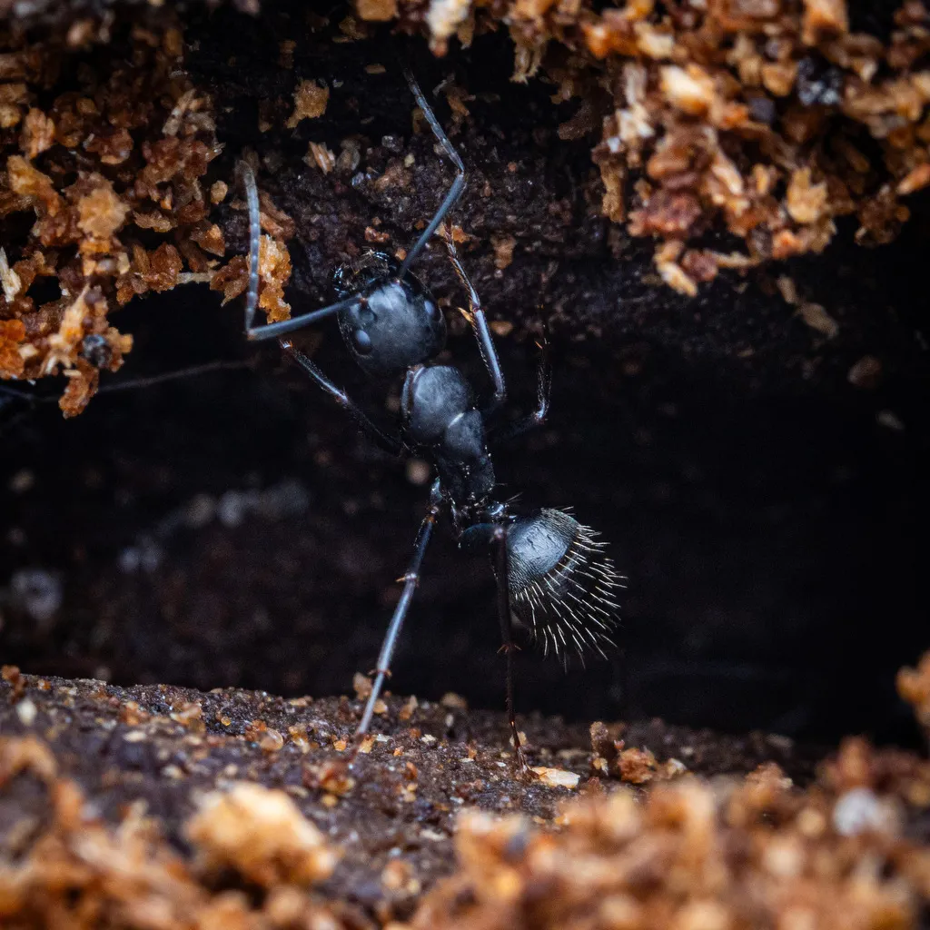 Close-up of carpenter ant in natural habitat near Alexandria waterways