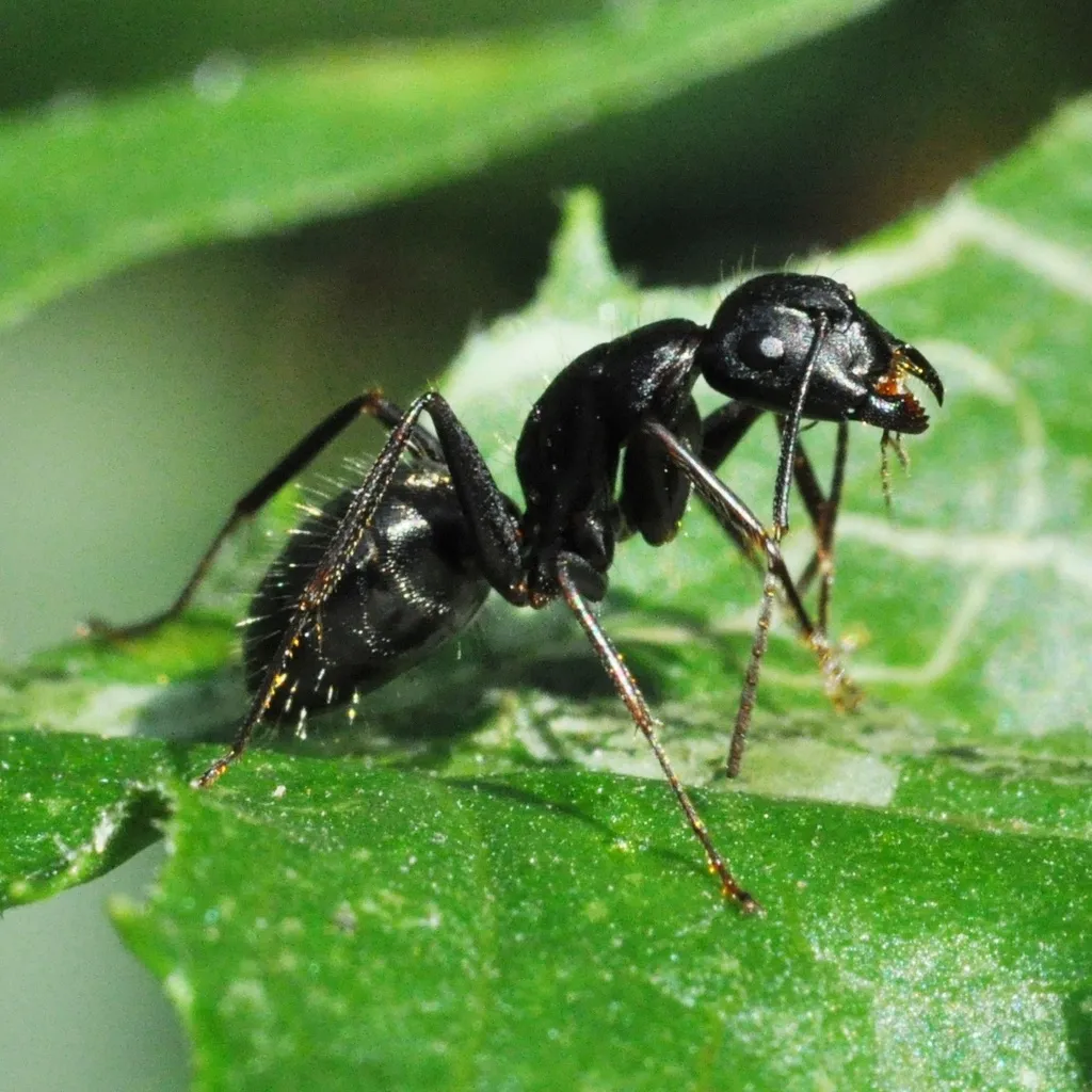 Close-up of carpenter ant in natural habitat near Arlington waterways