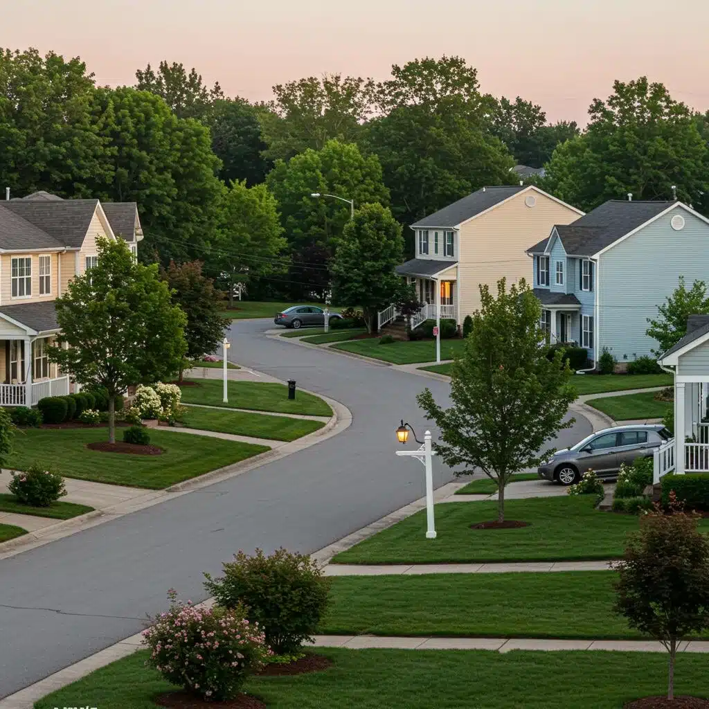 Quiet suburban street with houses