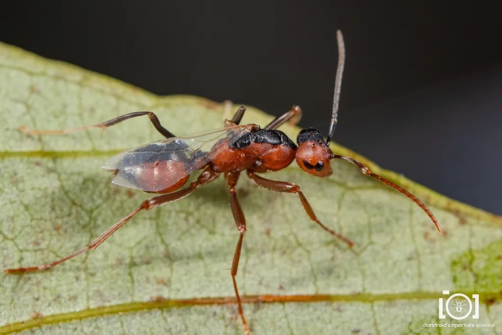 Close-up of an ant on a leaf, a common household pest in Northern Virginia homes from Arlington to Fairfax